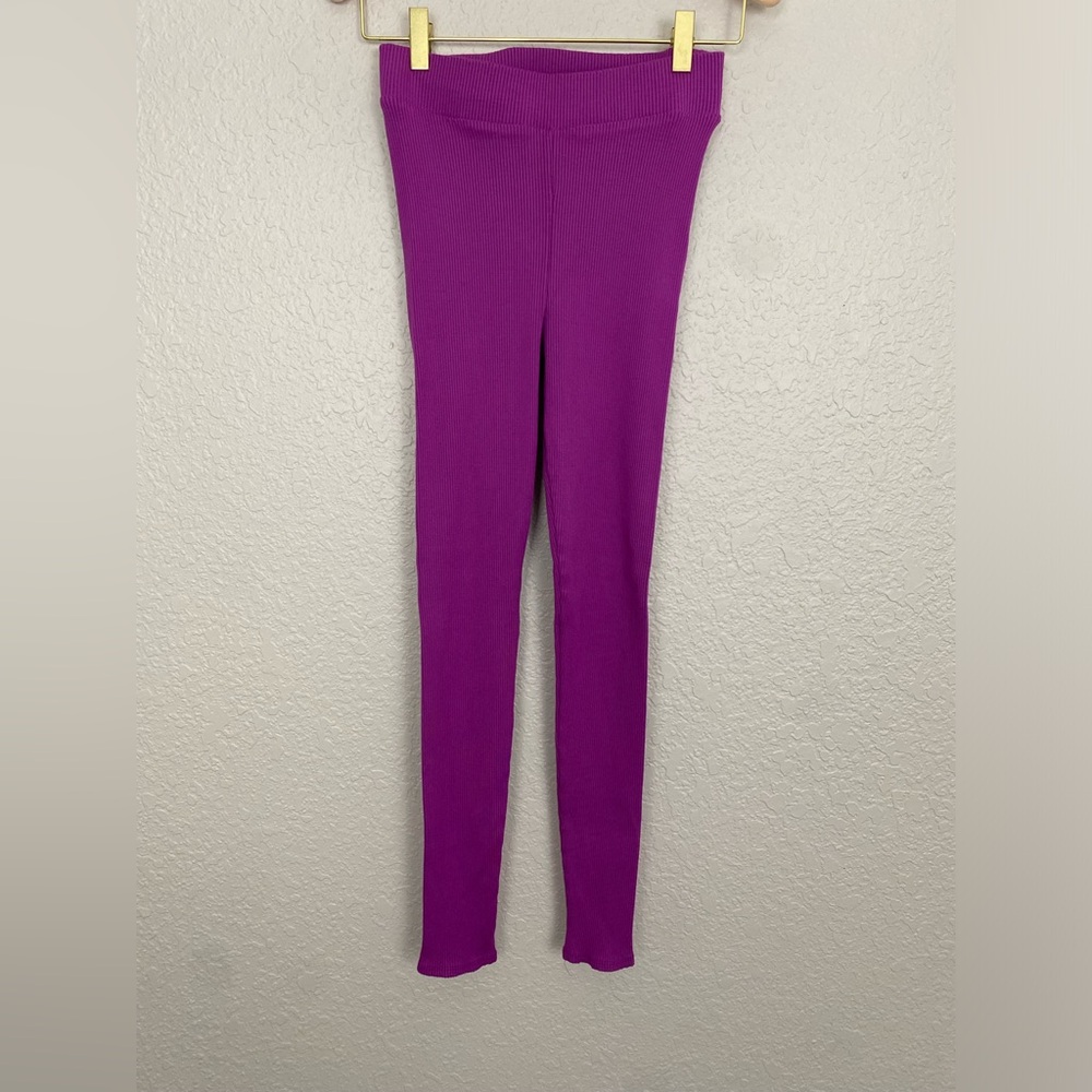 Sorella Purple Ribbed Leggings Size Medium